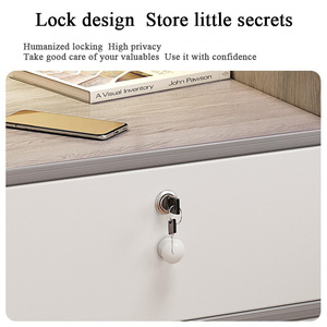 Personalizado al por mayor pequeño estante de almacenamiento gabinete de almacenamiento estante de almacenamiento con cerradura de tres cajones mesita de noche de madera - Product Image 5