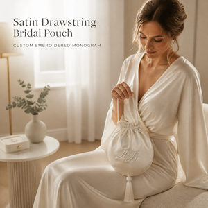 Custom Embroidered Satin Drawstring <b>Bag</b> Personalized Monogram Bridal Pouch Wedding Favor <b>Bag</b> <b>Gift</b> <b>Bag</b> for <b>Bridesmaid</b> - Product Image 2
