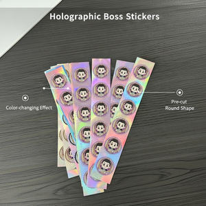 สติกเกอร์แบบกำหนดเอง สติกเกอร์ป้ายชื่อส่วนตัว สติกเกอร์การ์ตูนทรงกลม ผิวสัมผัสสีเงินโฮโลแกรม - Product Image 4
