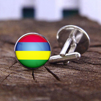 100 modèles drapeau de l'île Maurice carte porte-clés anneau bouton de manchette pince à cravate collier Bracelet boucles d'oreilles République De Maurice ensemble de bijoux