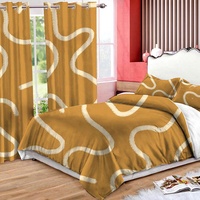 Ensemble de rideaux de chambre à coucher, design 3D imprimé, teinture en fil, 100% polyester, translucide, isolant, écologique, toutes saisons