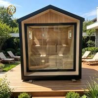Kit de sauna moderne haut de gamme en cèdre rouge et en hemlock, salle de vapeur électrique en bois massif, espace de détente exclusif pour villa extérieure CE