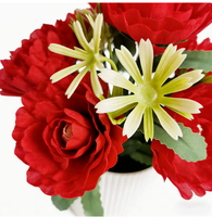 Bonsaï de pivoine artificielle en pot, arrangement floral réaliste en plastique et soie pour la décoration de table à manger