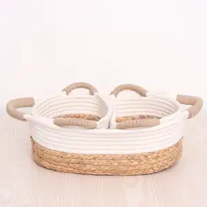 Phổ Biến Ins Bông Sợi Dây Thừng Trang Trí Giỏ Dệt Lưu Trữ Basket Set