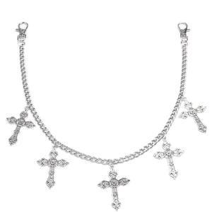 Chaîne de taille croisée en alliage de zinc avec cinq croix, pendentif, chaîne de corps tendance pour usage quotidien, accessoire hip-hop unisexe - Product Image 5