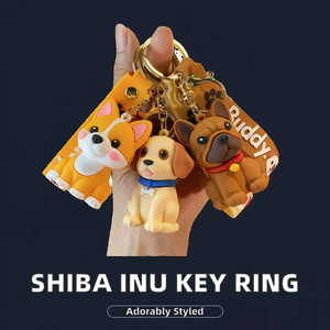 Porte-clés mousqueton personnalisé en caoutchouc 3D Shiba Inu, durable, mignon, animal de dessin animé, écologique, non toxique, cadeau de Noël, vente en gros - Product Image 2