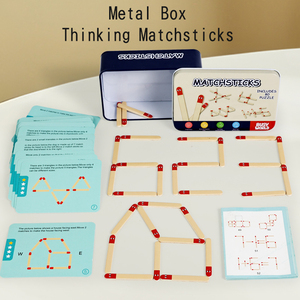 Jeu de puzzle en bois avec boîte en fer - Jouet de logique mathématique pour enfants pour l'éducation précoce - Product Image 1