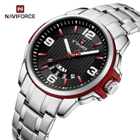 NAVIFORCE Montre-bracelet pour hommes Original en acier inoxydable Sport Quartz Horloge masculine Top Brand Luxury Date Week Watch 9215