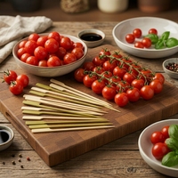 Brochettes écologiques jetables en bambou Teppo, bâtonnets lisses et sûrs pour la cuisson au barbecue, la viande, les fruits et la restauration en extérieur