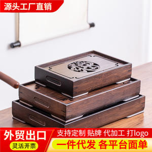 Plateau à thé en bambou haut de gamme avec réservoir d'eau, petite table à thé rectangulaire pour la maison et le bureau, et plateau de drainage. - Product Image 3