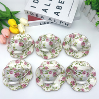 Juego de Tazas y Platos de Cerámica de Alta Gama, Resistentes al Calor, Diseño Moderno, Juego de 6 Tazas y 6 Platos, Caja de Regalo