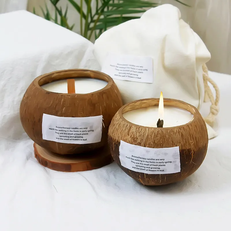 14 Unzen Kerze in Kokosnuss schale Duft kerze Luxus benutzer definierte Kokosnuss Lufter frischer Luxus Duft kerze