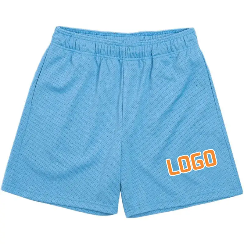 Blank Custom Logo Polyester Gym Mesh Sports Athletic Running Sport Fitness Beach Basketball Jogging Man Loose Shorts