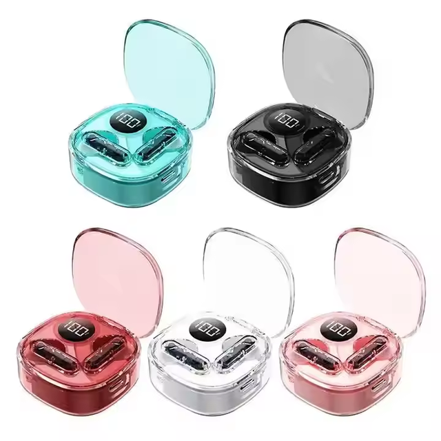 Transparent Cheap Apro138 Wireless In-Ear Earbuds with Digital Display Hifi True Stereo Colorful JL Chipset