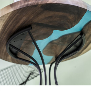 Tavolo da tavolo in resina epossidica in legno in stile nordico soggiorno da pranzo <span class=keywords><strong>tavolino</strong></span> <span class=keywords><strong>rotondo</strong></span> gambe tavolo moderno fiume - Product Image 2