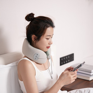 <b>U</b>-<b>Shaped</b> Massage <b>Pillow</b> Neck Shoulder USB Rechargeable Portable Home Use Light Green - Product Image 1