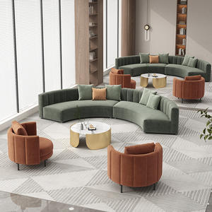 Sofá Curvo para Hotel con Espuma de Alta Densidad, Tela de Terciopelo, Diseño en Arco para Área de Recepción - Product Image 1