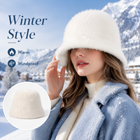 Chapeau Bob Femme en Fourrure de Lapin Rayé Blanc Taille Unique Chaud Coupe-Vent Doux Peluche Hiver Mode Extérieur Voyage Décontracté Quotidien