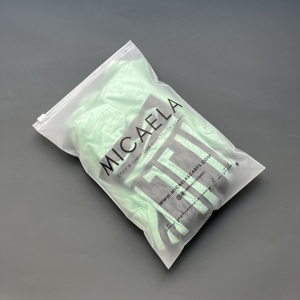 Wholesale Custom Brand Logo Matte Frosted Zipper Bags Semi Transparent Plastic Slide Zip Pouches For Apparel Garment Packaging - Product Image 3