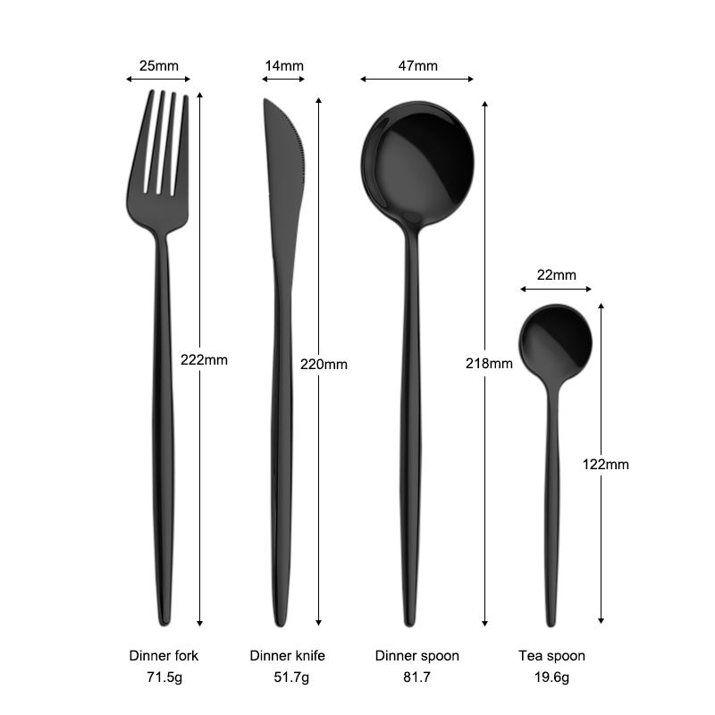 Ensemble de 4 pièces noir miroir