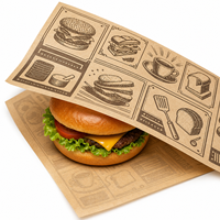 Papier d'emballage pour hamburgers, gâteaux, résistant à la graisse, de qualité alimentaire, personnalisé, résistant à l'huile, emballage pour restauration rapide, pizza, en-cas, pain, anniversaire, chocolat