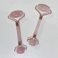 Herramientas de masaje facial de cuarzo rosa de alta calidad 100% rodillo de piedra Natural masajeador rodillo de Jade