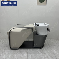 Poltrona Moderna per Lavaggio Capelli WallyBeauty con Lavabo in Ceramica, Reclinabile con Braccioli per Saloni Professionali
