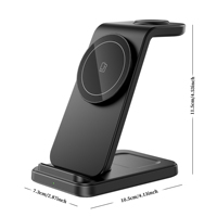 Station de charge sans fil 3 en 1, portable, pliable, chargeur sans fil magnétique 15W, support de téléphone portable, chargeur sans fil pliable