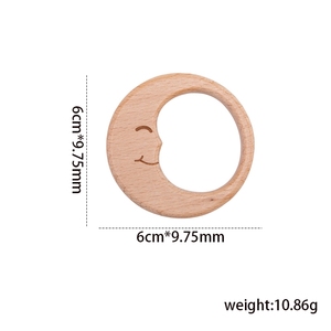 Personnalisé En Bois de Hêtre Naturel Anneau de Dentition Lune Smiley Bébé Molaire Jouet De Dentition - Product Image 6