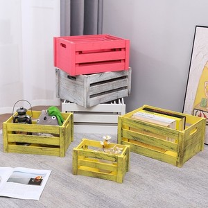 Wooden Storage <b>Crate</b> Rectangle Stackable For Home Living Room Organizing Neatening Storage Baskets CM-2 - Product Image 1