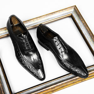 Chaussures de mariage pour homme en cuir pleine fleur, respirantes, style business, avec motif gravé, personnalisées - Product Image 5