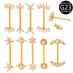 <span class=keywords><strong>Piercing</strong></span> per Capezzolo Freya G23 in Titanio Massiccio con Zirconia Cubica Incastonata, Barra Dritta 14G, Gioiello per Capezzolo da Donna - Product Image 4