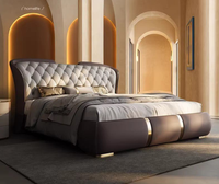 Lit de rangement réglable en cuir de style italien moderne, luxe léger, avec trois tiroirs, système à pression d'air, écologique et très durable
