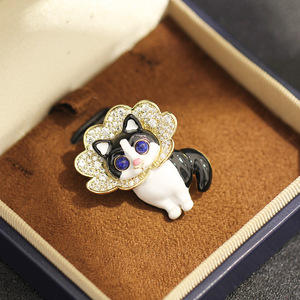 XILIANGFEIZI Nuevo estilo transfronterizo, broche de gato con diseño de animal, estilo pareja, lindo, con esmalte y circonita, venta al por mayor - Product Image 2