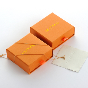 Custom Gold Logo Luxury <b>Orange</b> Jewelry Box with White Foam Insert Sliding Drawer for Earrings Necklace OEM ODM Wholesale - Product Image 4