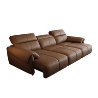Canapé électrique moderne en cuir véritable trois places avec télécommande, dossier rembourré, accoudoirs ergonomiques et port USB