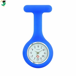 <span class=keywords><strong>Montre</strong></span> infirmière colorée en silicone <span class=keywords><strong>à</strong></span> quartz analogique avec cadran inversé et épingle de sécurité bleue, verte - Product Image 6