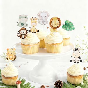 Décorations de gâteau en acrylique pour fête sur le thème de la <span class=keywords><strong>jungle</strong></span>, animaux, décorations de cupcakes pour anniversaire, fête d'anniversaire d'enfants, fête prénatale, ensemble de décorations de cupcakes - Product Image 4