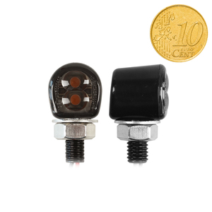 Mini Schwarze Zinklegierung Heck-Blinker 2 Linsen 2 LED 3W M8 12V IP65 Wasserdicht Ersatz Reparatur Motorrad Blinkerleuchte - Product Image 1
