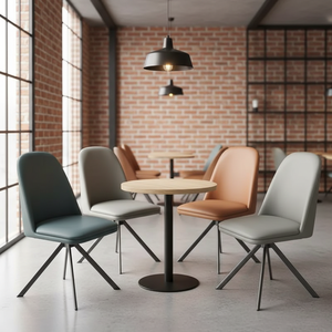 Chaise de salle à manger pivotante à 360° °   Chaise de salle à manger pivotante haut de gamme avec assise et dossier rembourrés et pieds en métal - Product Image 5