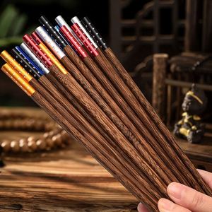 Baguettes réutilisables en bois de wengé avec extrémité métallique, cadeau de restaurant gravé sur mesure, ustensiles personnalisés non revêtus - Product Image 2