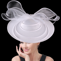 Mode Fascinator Chapeau Deluxe Bowknot Sinamay Église Chapeau Nouveau Filet À Cheveux Cadeau pour Femmes Fête Danse Décoration