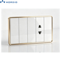 Interrupteur mural fin standard US 250V, blanc élégant, interrupteur combiné avec prise, 2 gangues, interrupteurs d'éclairage mural pour l'Amérique du Sud