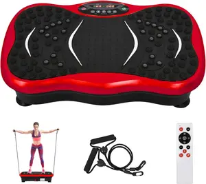 Máquina de exercício com placa vibratória, plataforma de vibração de corpo inteiro com botão de controle remoto de corda, nível 1-999