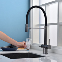 Robinet de cuisine pour eau potable, robinet de cuisine à col flexible, robinet de cuisine à deux poignées