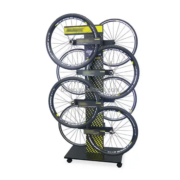 Bike Shop Boden stehend Metall Display Rack Doppelseitige Fahrrad Rad Felge Reifen Reifen Display Stand