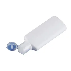 Bottiglia di plastica HDPE bianca piatta ovale personalizzata da 30ML tappi di vibrazione calibro 15mm spremere bottiglie di lozione separate