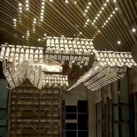 Lustre moderne de grande taille pour hôtel, design carré, plafonds hauts, pièces en acrylique, certifié CE, LED dimmable 3500K