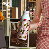 Bouteille d'eau isotherme en acier inoxydable rose 500 ml avec motif Tour Eiffel, tendance, pour voyage, cadeaux d'affaires