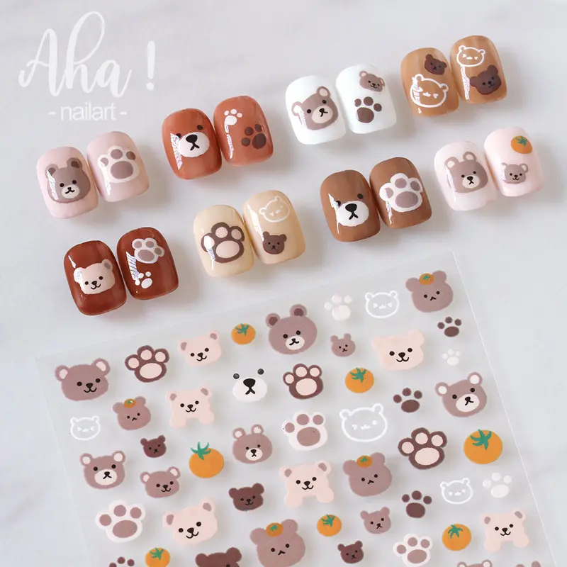 Aha013-022 Ins hot sun moon rose flowers panda bears rabbits Self adhesive nail sticker nails supplies salon